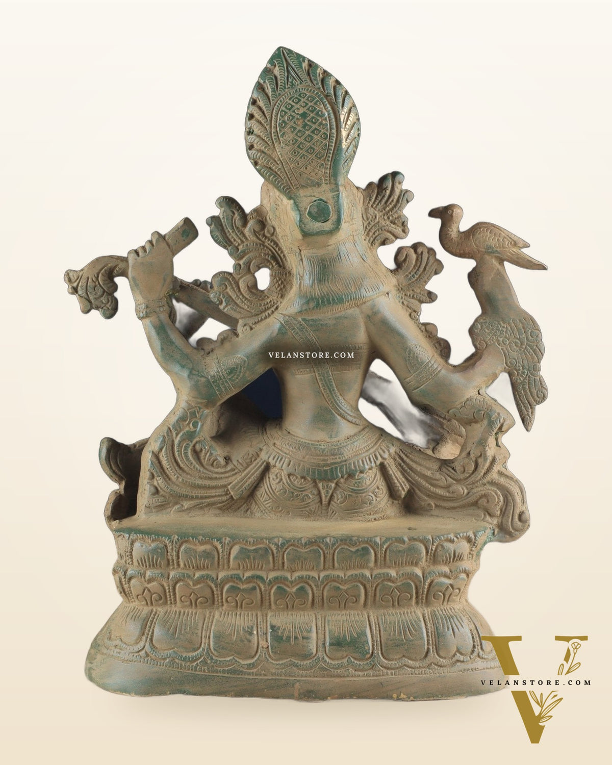 Vintage Saraswati brass idol 11 inches