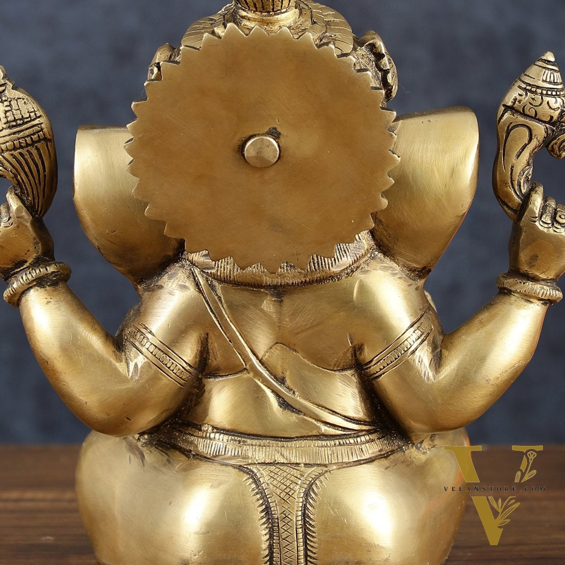 Vintage Taj Ganesha Statue - Handcrafted Brass 9" Height