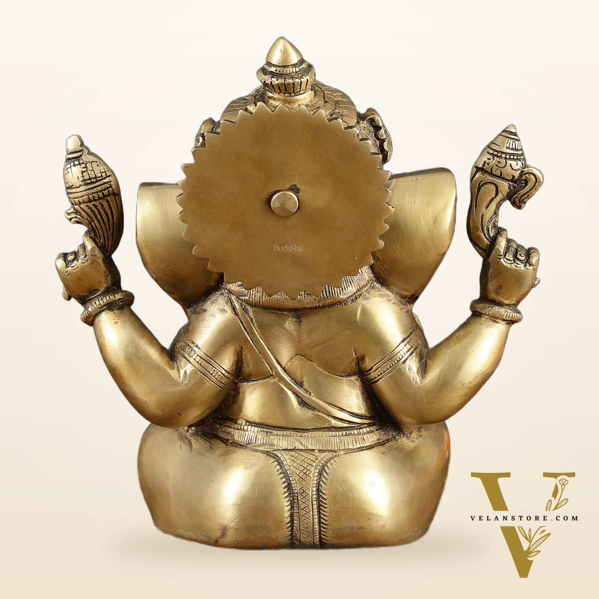 Vintage Taj Ganesha Statue - Handcrafted Brass 9" Height
