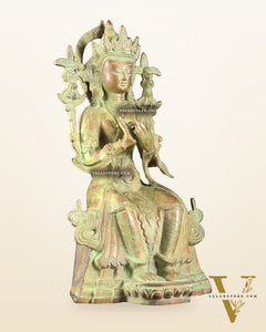 Vintage Tibetan Brass Maitreya Buddha Sculpture – The Future Buddha 14 inch