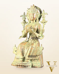 Vintage Tibetan Brass Maitreya Buddha Sculpture – The Future Buddha 14 inch