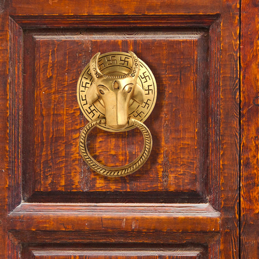 Brass Cow Face Door Knocker (6.5 Inch)