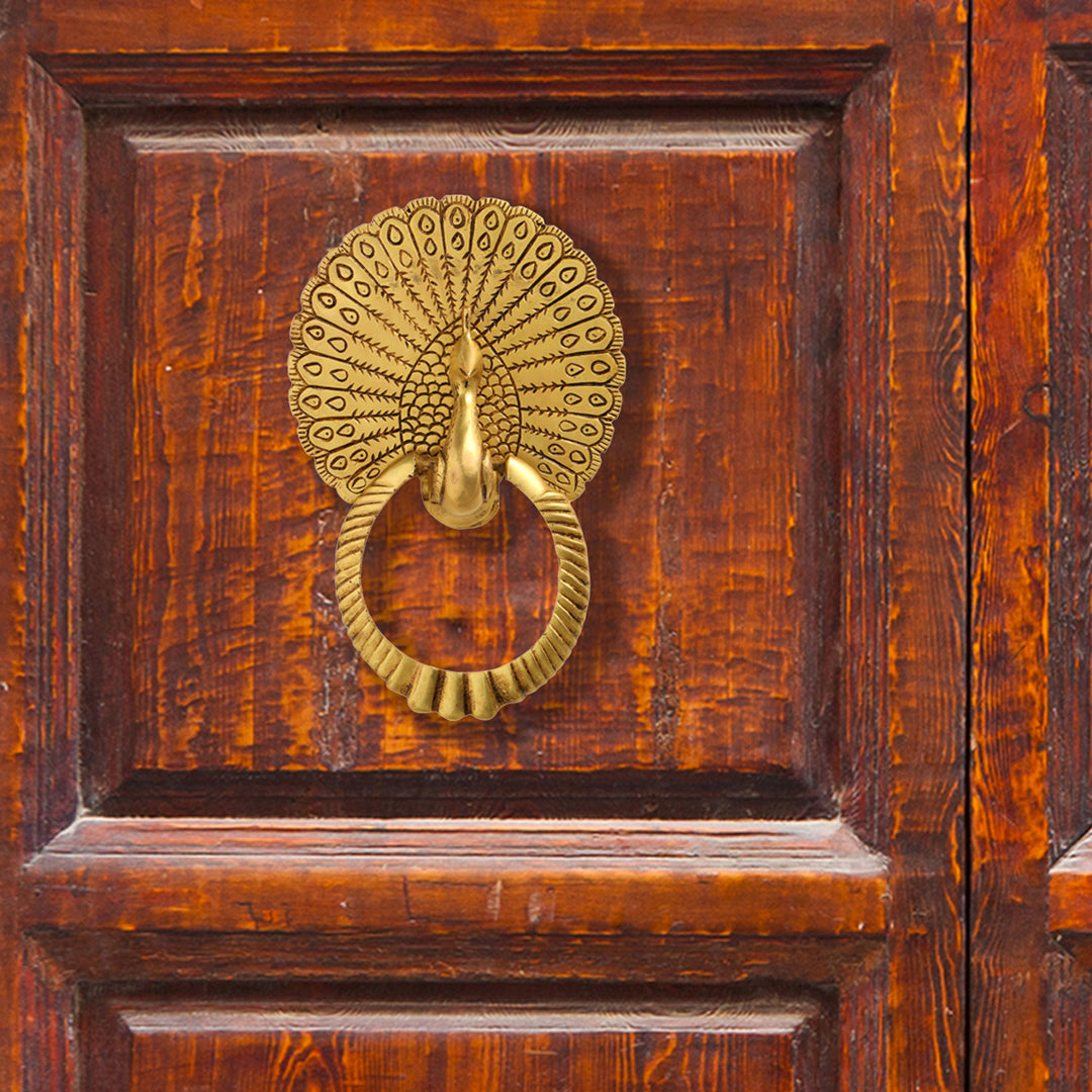 Brass Peacock Door Knocker (8 Inch)