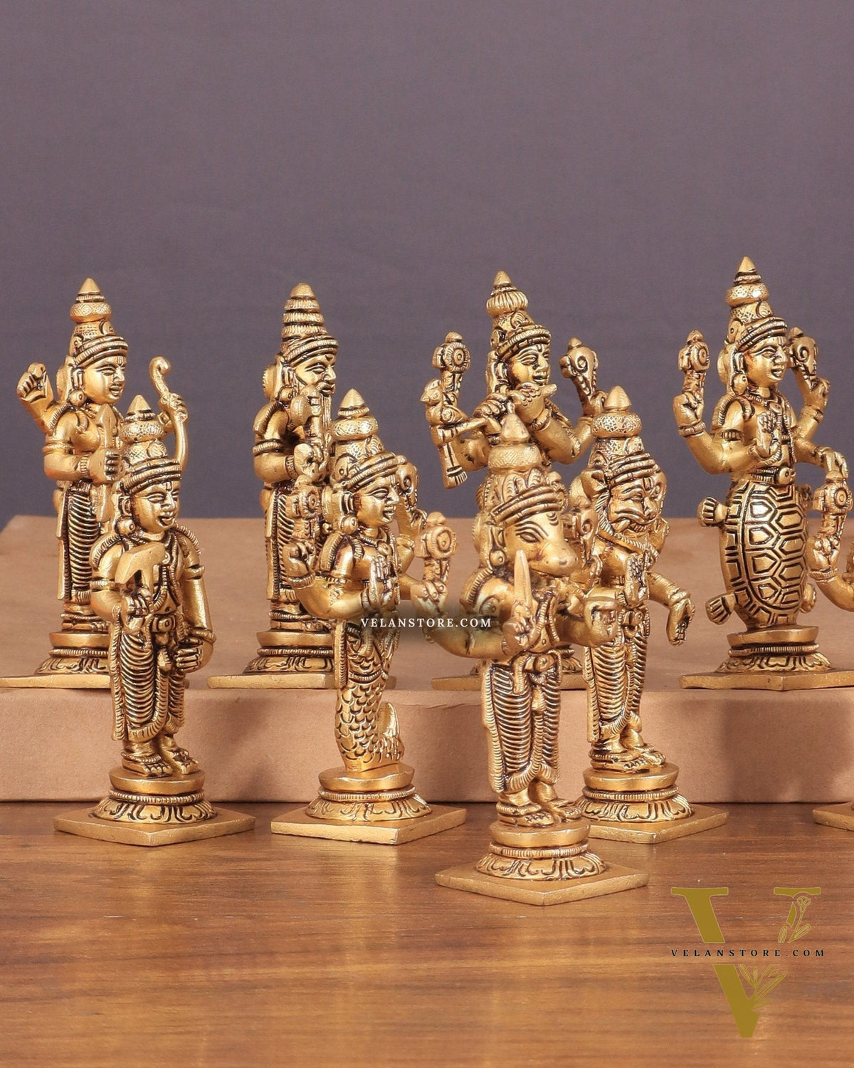 Vishnu Dashavatar Pure Brass Superfine Idols Set 4.5 inch