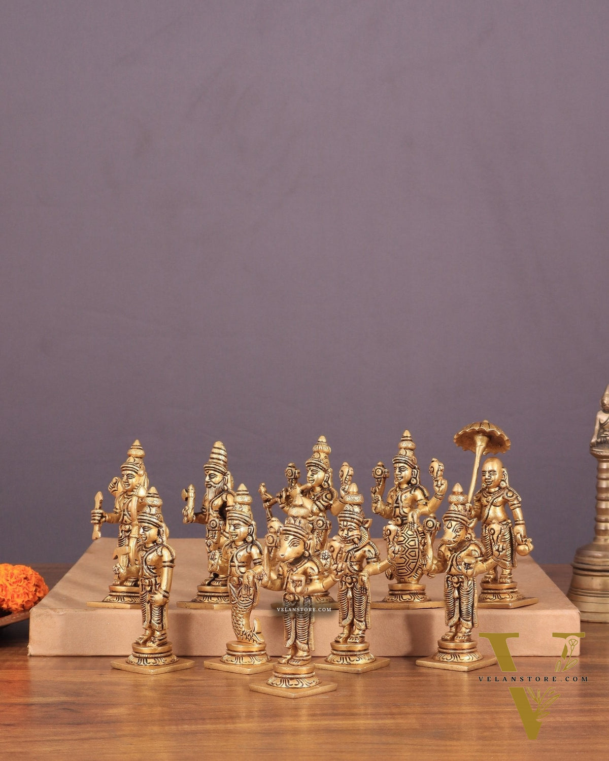 Vishnu Dashavatar Pure Brass Superfine Idols Set 4.5 inch