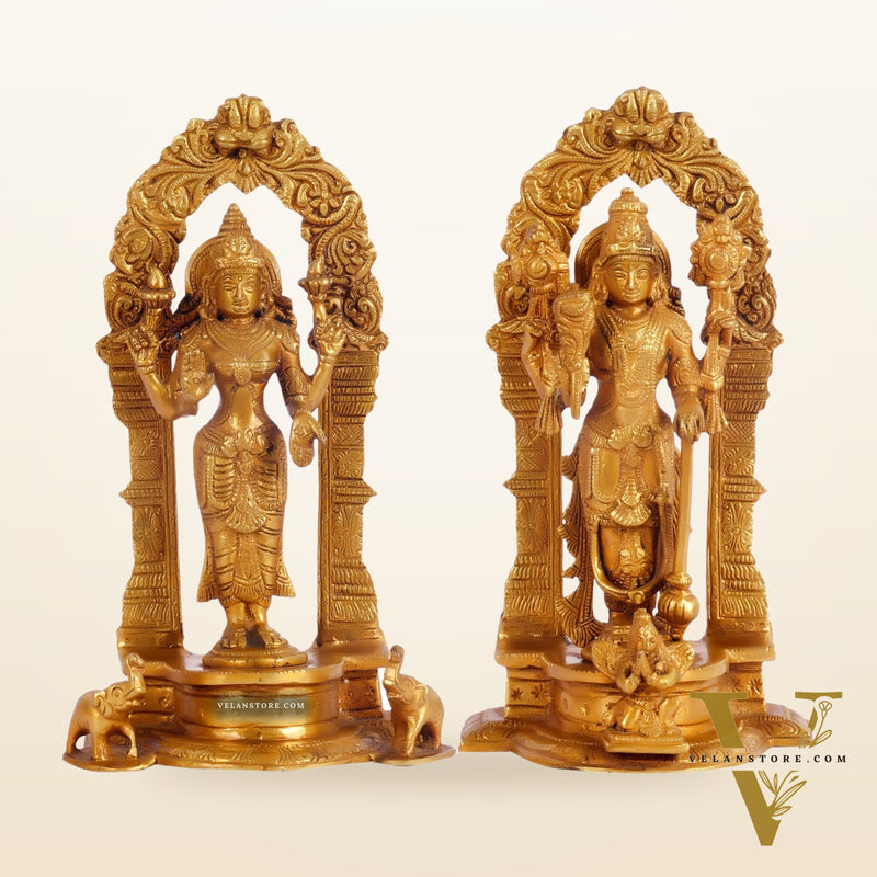 Vishnu Lakshmi Brass idols 9 inch