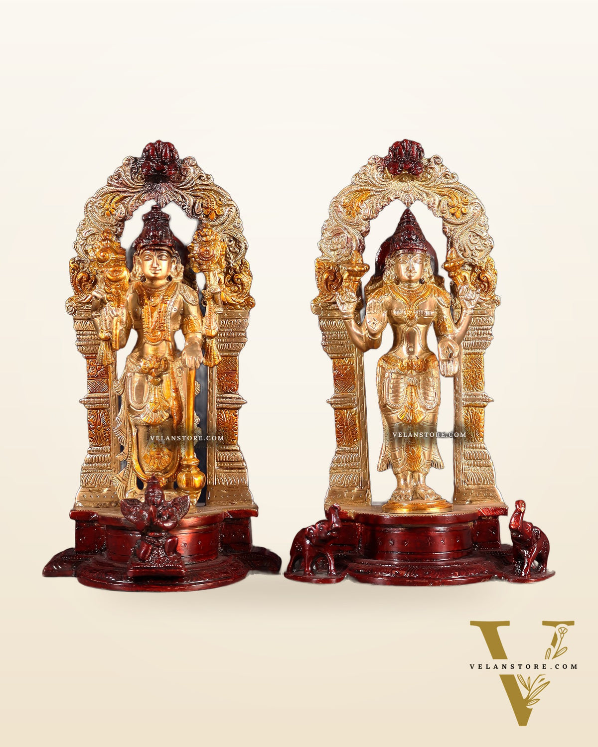Vishnu Lakshmi Brass idols 9 inch three tone finish