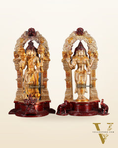 Vishnu Lakshmi Brass idols 9 inch three tone finish