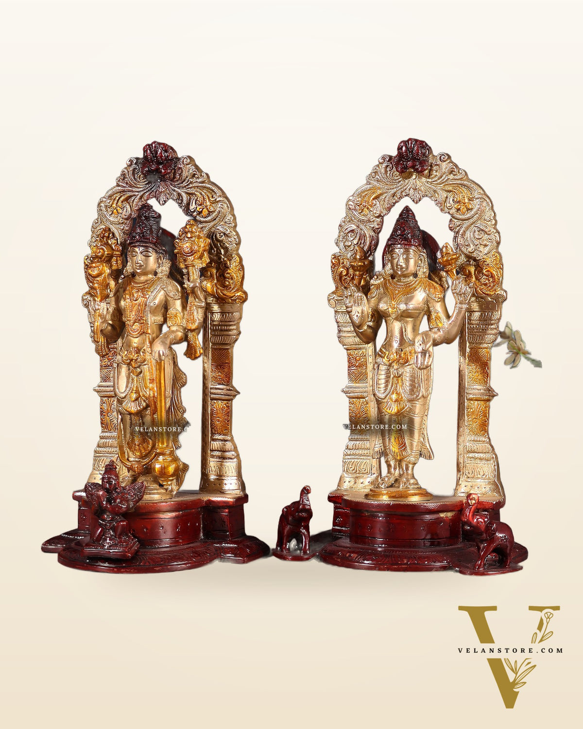 Vishnu Lakshmi Brass idols 9 inch three tone finish