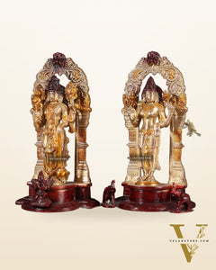 Vishnu Lakshmi Brass idols 9 inch three tone finish
