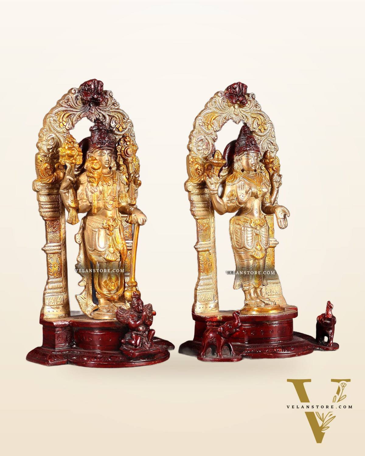 Vishnu Lakshmi Brass idols 9 inch three tone finish