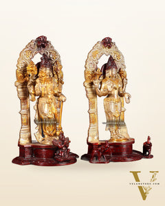 Vishnu Lakshmi Brass idols 9 inch three tone finish