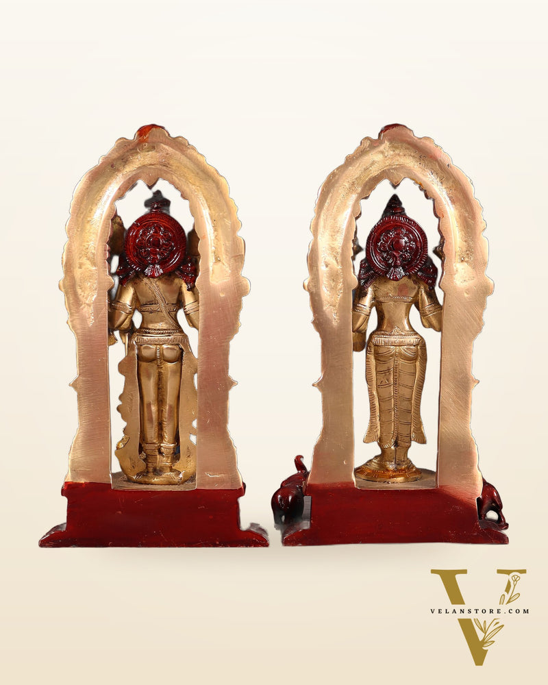 Vishnu Lakshmi Brass idols 9 inch three tone finish