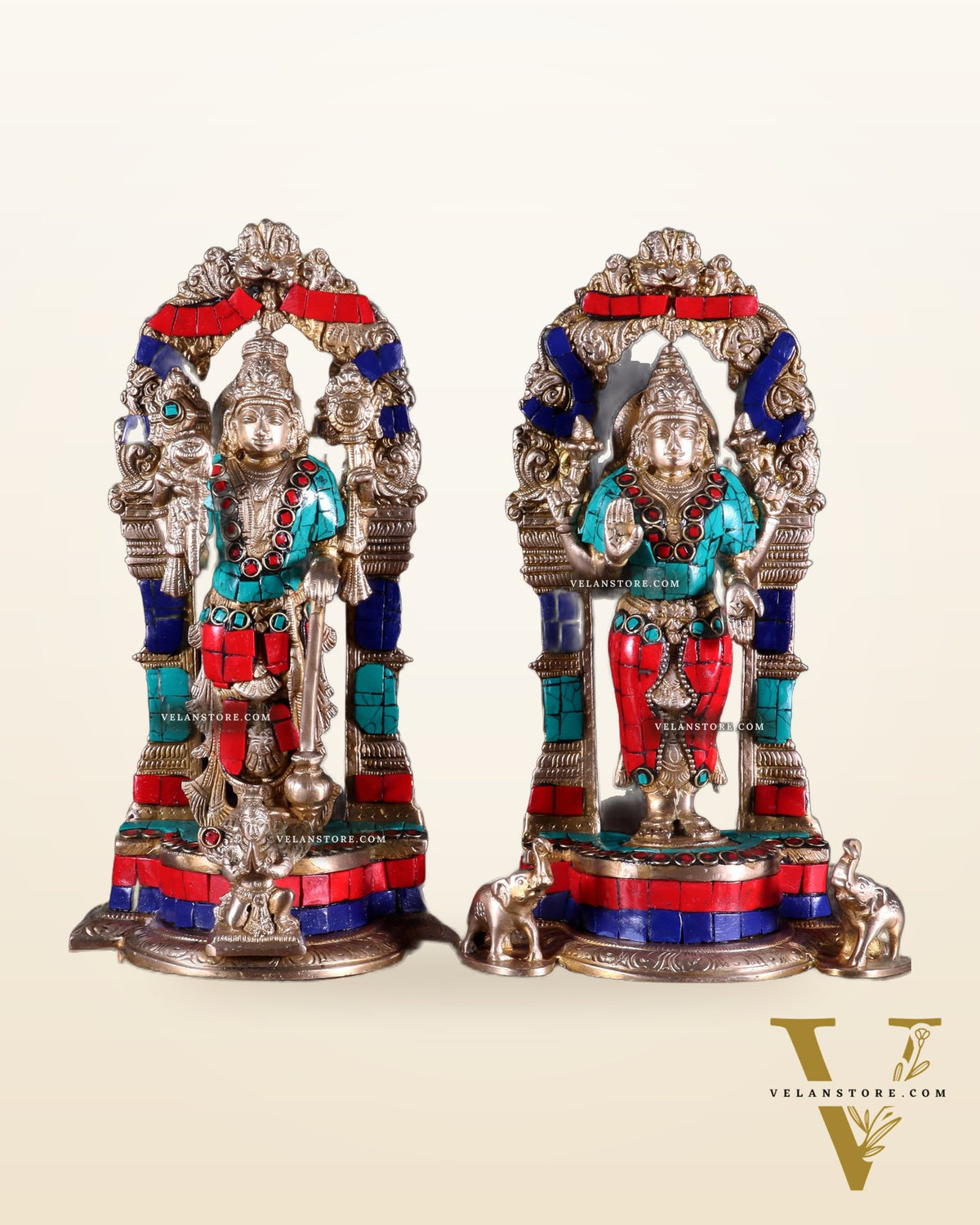 Vishnu Lakshmi Brass idols 9 inch
