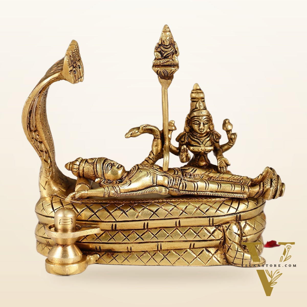 Vishnu lakshmi Elegant 5 Inch Lord Anantha Padmanabha Brass Murti Idol