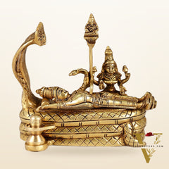 Vishnu lakshmi Elegant 5 Inch Lord Anantha Padmanabha Brass Murti Idol