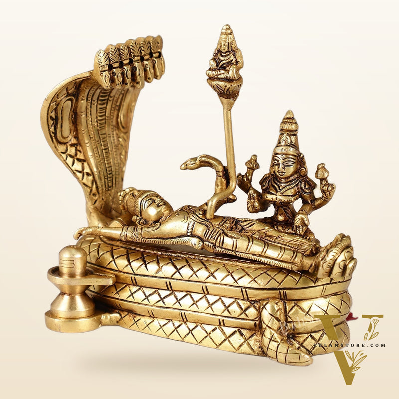 Vishnu lakshmi Elegant 5 Inch Lord Anantha Padmanabha Brass Murti Idol