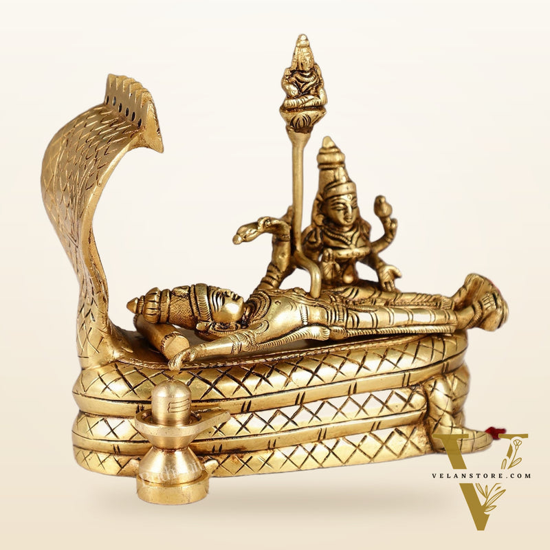 Vishnu lakshmi Elegant 5 Inch Lord Anantha Padmanabha Brass Murti Idol