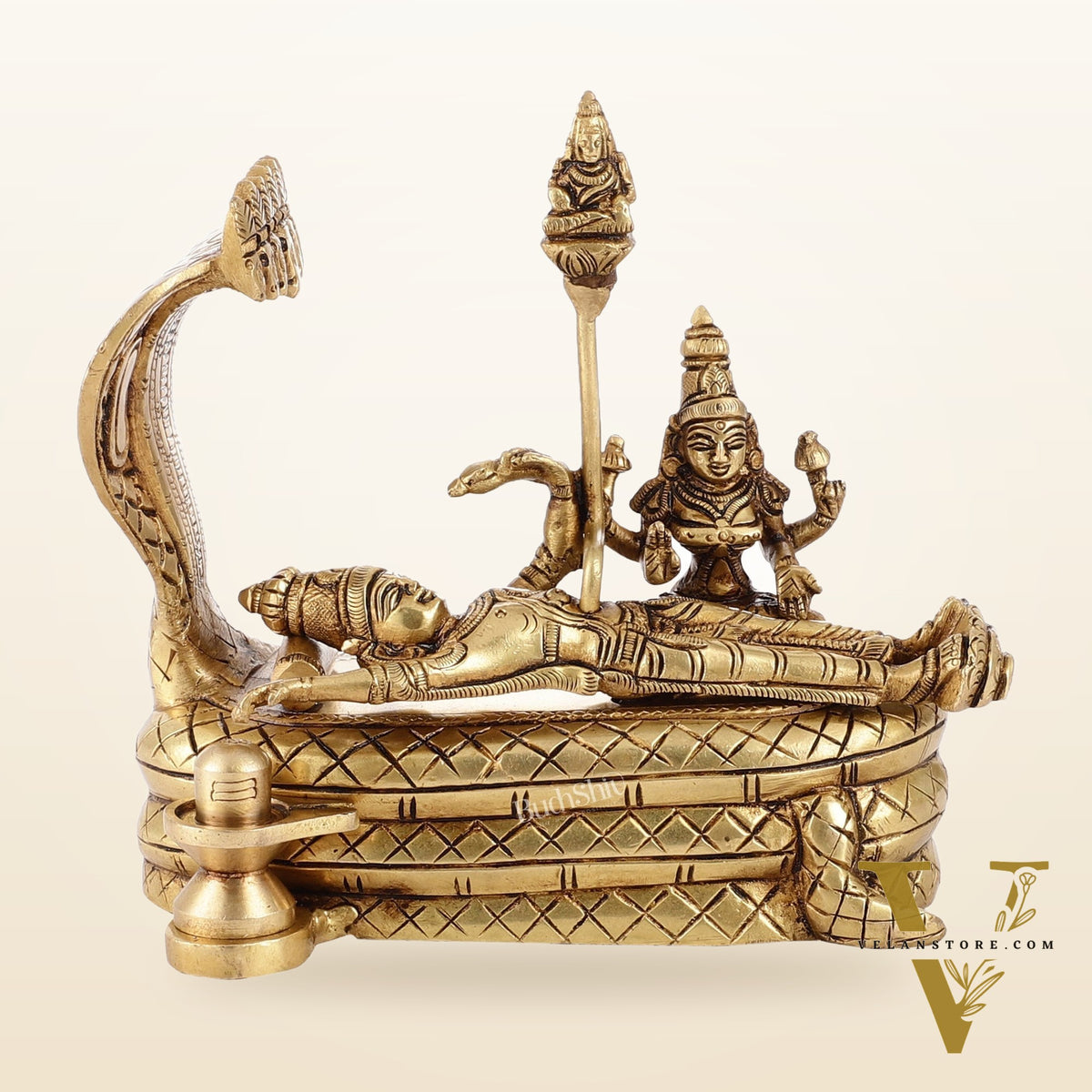 Vishnu lakshmi Elegant 5 Inch Lord Anantha Padmanabha Brass Murti Idol