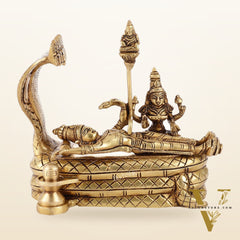 Vishnu lakshmi Elegant 5 Inch Lord Anantha Padmanabha Brass Murti Idol