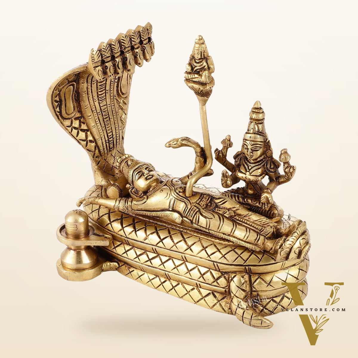 Vishnu lakshmi Elegant 5 Inch Lord Anantha Padmanabha Brass Murti Idol