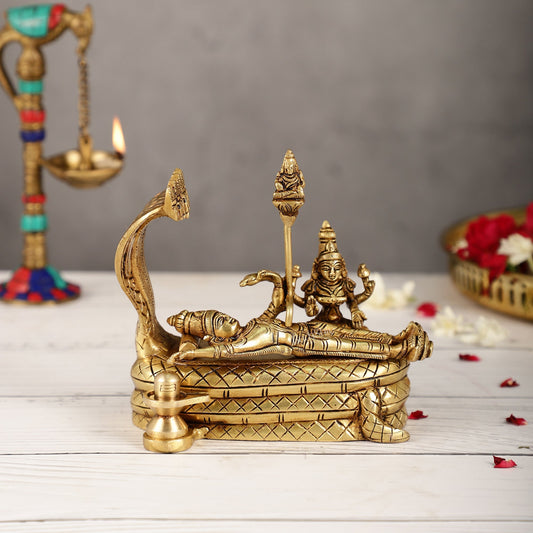 Vishnu lakshmi Elegant 5 Inch Lord Anantha Padmanabha Brass Murti Idol