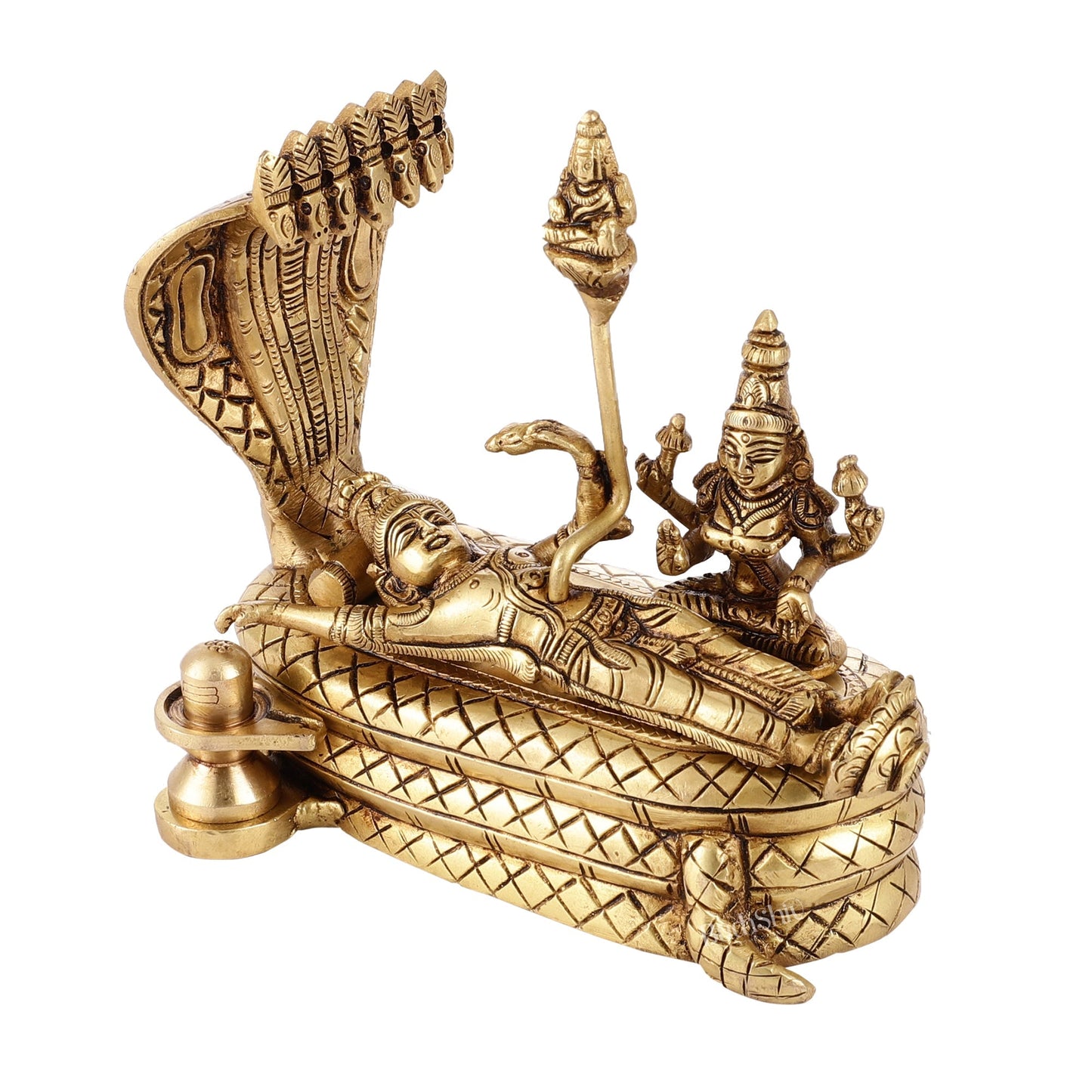 Vishnu lakshmi Elegant 5 Inch Lord Anantha Padmanabha Brass Murti Idol
