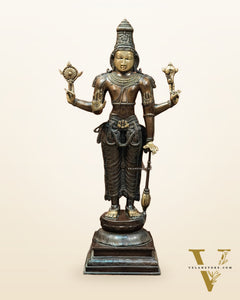 Vishnu Standing Brass Statue 38"