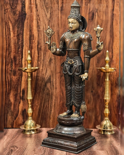 Vishnu Standing Brass Statue 38"