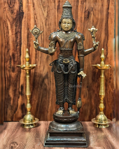 Vishnu Standing Brass Statue 38"