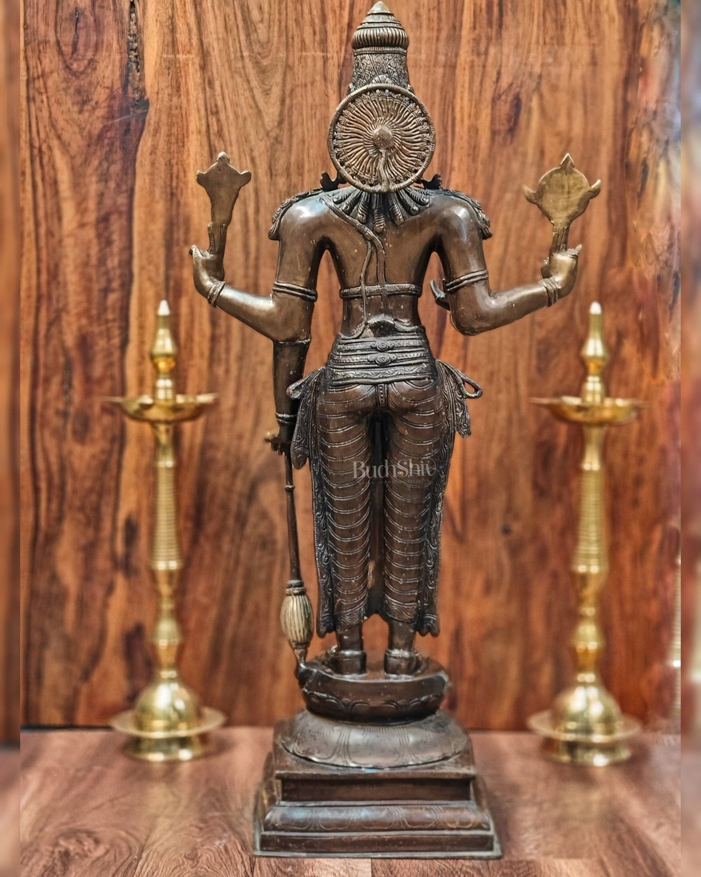 Vishnu Standing Brass Statue 38"