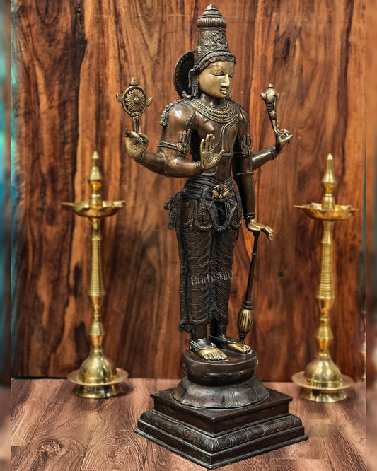 Vishnu Standing Brass Statue 38"