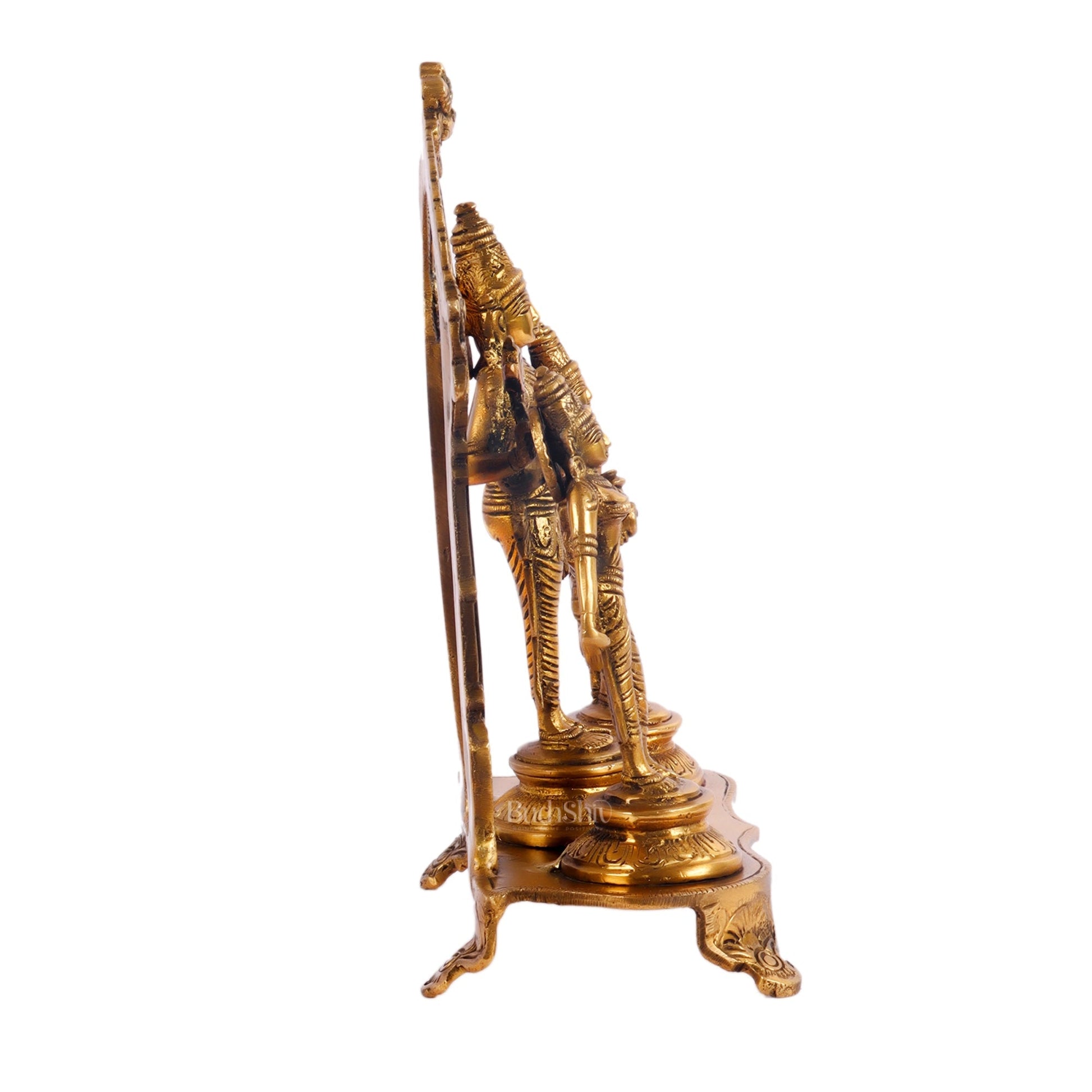 Vishnu with Bhudevi and Sridevi Brass statue with Prabhavali 10 inch
