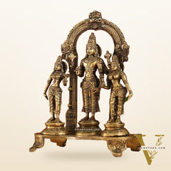 Vishnu with Bhudevi and Sridevi Brass statue with Prabhavali 10 inch