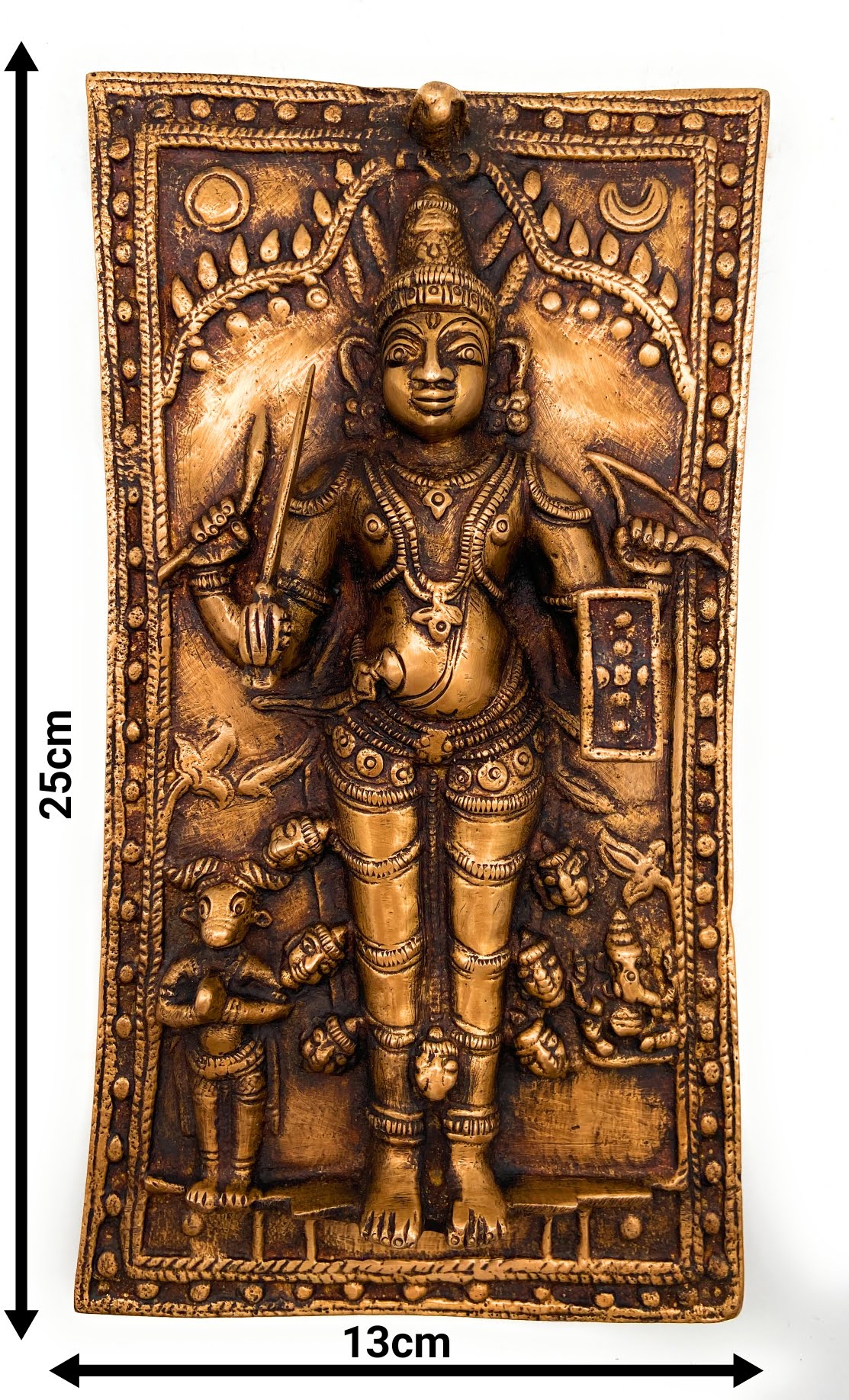 Brass Veerbhadra Murti, Veerabhadreshwara Idol, Veerbhadra Statue for Pooja, Temple & Home Decor, Handcrafted Sculpture,Gold, 10 Inch, 1 Piece