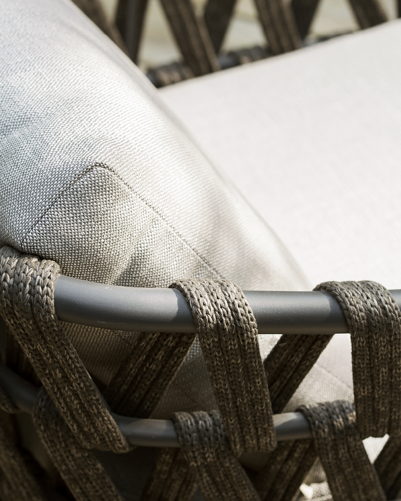 Magnus Outdoor Sofa Set 5 Seater, 1 Single seater and 2 Center Table Set (Dark Grey) Braided & Rope