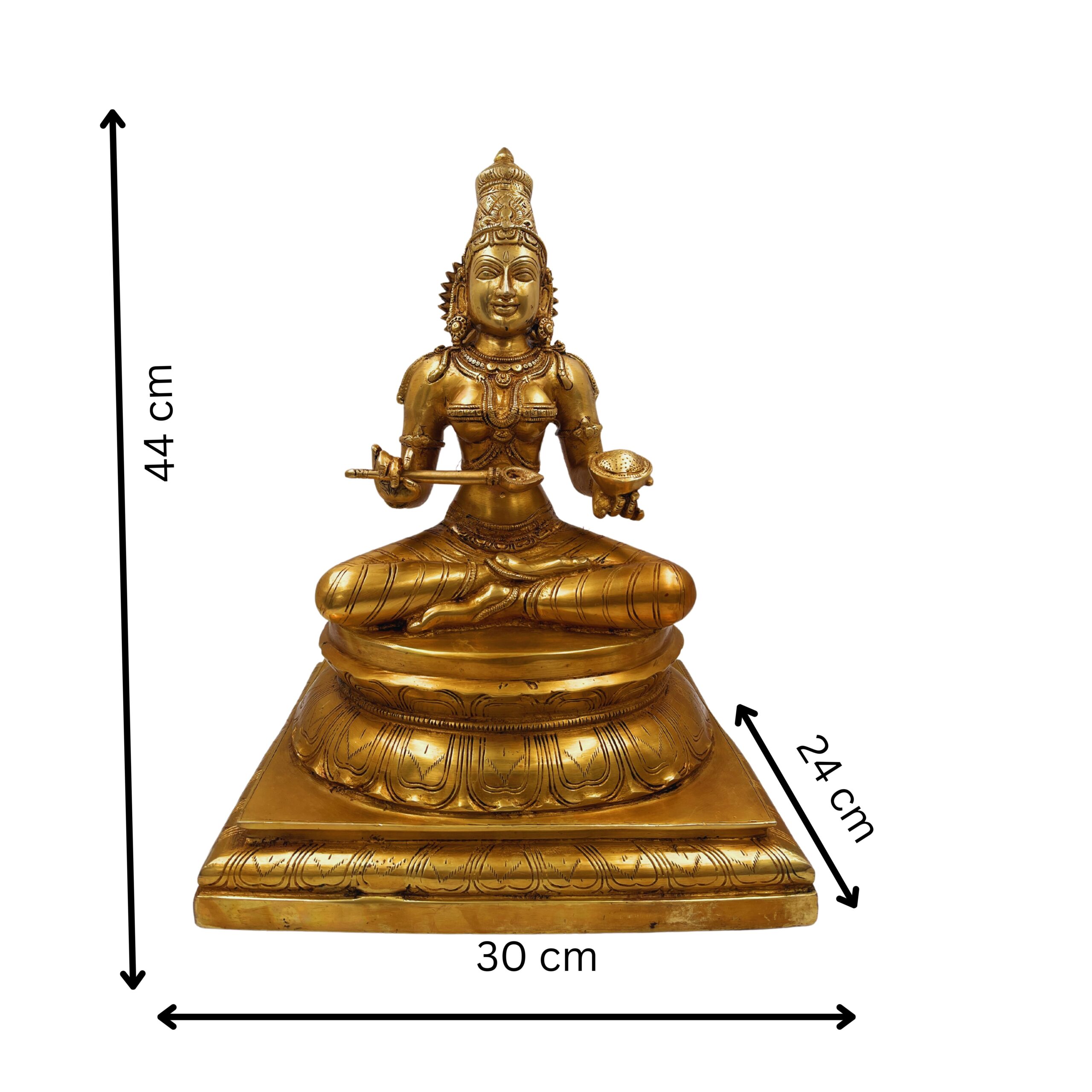 Handcrafted Brass Annapurna Devi Idol – Kashi Annapoorna Mata | Anna Lakshmi Murti for Temple, Home & Puja Décor,Gold, 17.5 Inch, 1 Piece