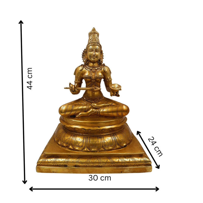 Handcrafted Brass Annapurna Devi Idol – Kashi Annapoorna Mata | Anna Lakshmi Murti for Temple, Home & Puja Décor,Gold, 17.5 Inch, 1 Piece