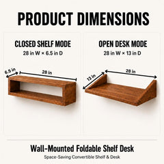 Wall Mounted Foldable Floating Desk, Space Saving Storage Shelf to Study & Laptop Table