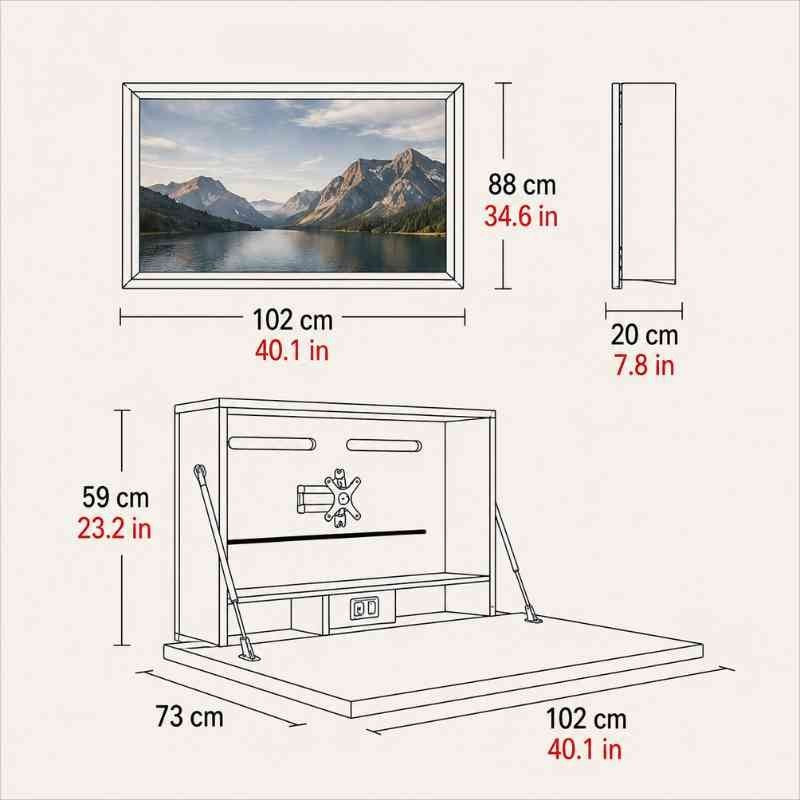 Solid Wood Fold Down Wall Mounted Desk with Personalized Photo Frame