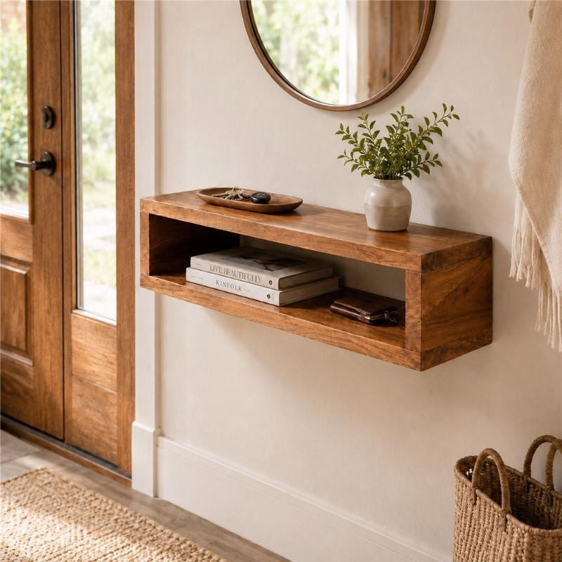Wall Mounted Foldable Floating Desk, Space Saving Storage Shelf to Study & Laptop Table
