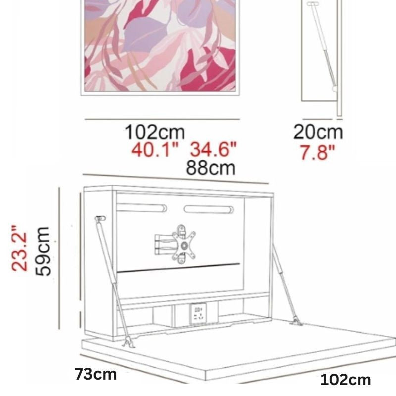 Solid Wood Wall Mounted Fold Drop Down Desk/Table for Home & Office