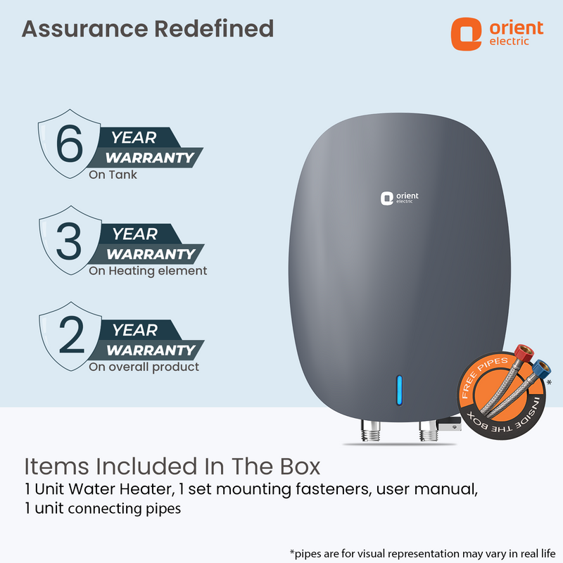 Instaflo Neo 3L Instant Water Heater (Geyser) | Shockproof | 6 years tank warranty | Gloss Finish Midnight Grey