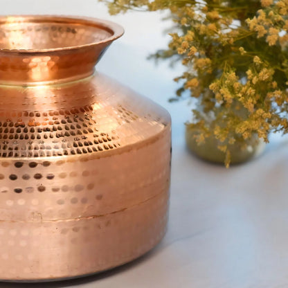 Handmade Pure Copper Water Gagar (Dispenser) set with lid