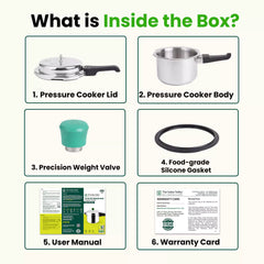 2L+3L RapidCuk Tri-ply Stainless Steel Pressure Cooker Combo+ Free ₹600 Wood Chopping Board, 5Yr Warranty, ISI Certified, Premium Quality, 3 Layer Thick Body, Induction & Gas