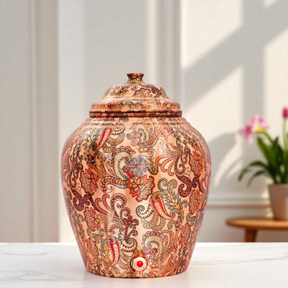 Handmade Pure Copper Designer Light Peach Water Pot 13 Ltr.