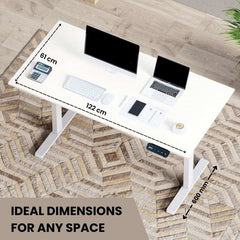 Electric Standing Computer Desk - Adjustable Height, Ergonomic Design | Desk and Frame Included | white height adjustable table with white legs