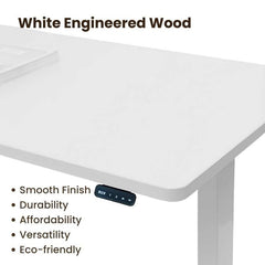 Electric Standing Computer Desk - Adjustable Height, Ergonomic Design | Desk and Frame Included | white height adjustable table with white legs