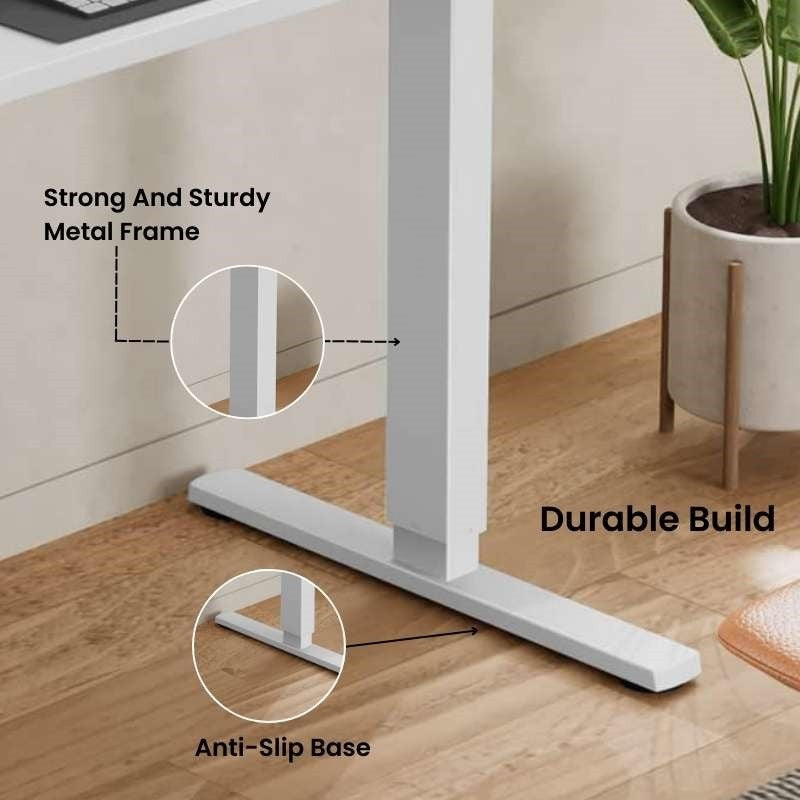 Electric Standing Computer Desk - Adjustable Height, Ergonomic Design | Desk and Frame Included | white height adjustable table with white legs