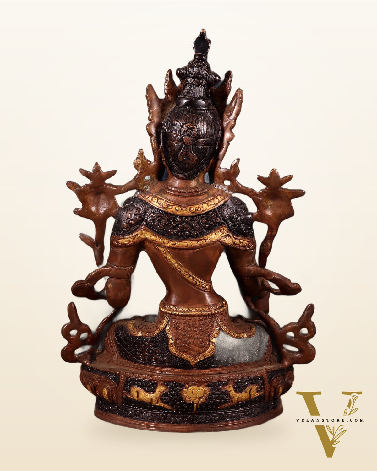 White Tara Pure Brass Statue – Nepalese Copper Tone | 12"